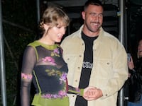 Taylor Swift and Travis Kelce have dinner at Waverly Inn on October 15, 2023 in New York City.