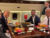 trump, musk, rfk jr, donald trump jr eating mcdonalds