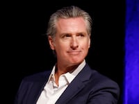 California Governor Gavin Newsom looks on before speaking at East Los Angeles College on February 26, 2025 in Monterey Park, California.