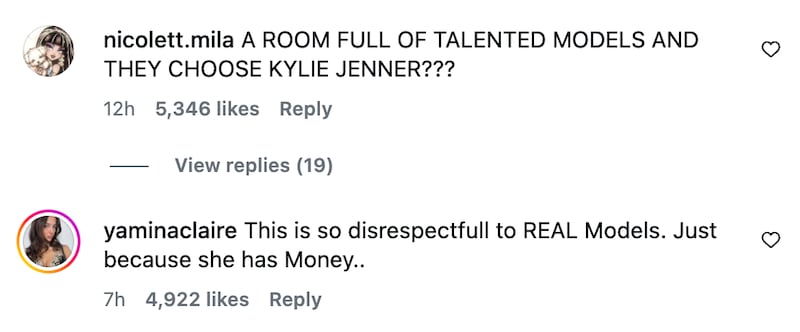 Fans were disappointed that Kylie Jenner was chosen to model the Fantasy Bra.