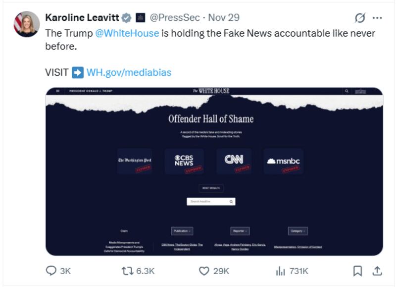 The White House Media Bias website.