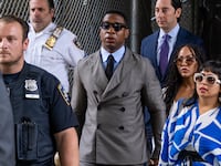 Jonathan Majors at Manhattan criminal court.