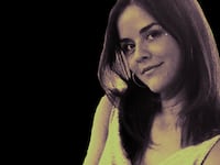 Photo illustration of Rachel Germon on a black background.