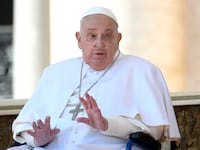 VATICAN CITY, VATICAN - APRIL 06: (EDITOR NOTE: STRICTLY EDITORIAL USE ONLY - NO MERCHANDISING). Pope Francis greets pilgrims during the 'Jubilee Of The Sick And Health Care Workers' at St. Peter's Square on April 06, 2025 in Vatican City, Vatican. A sermon by Pope Francis was read aloud by Archbishop Rino Fisichella during the Jubilee of the Sick and Healthcare Workers, taking place at the Vatican this weekend. (Photo by Vatican Media via Vatican Pool/Getty Images)