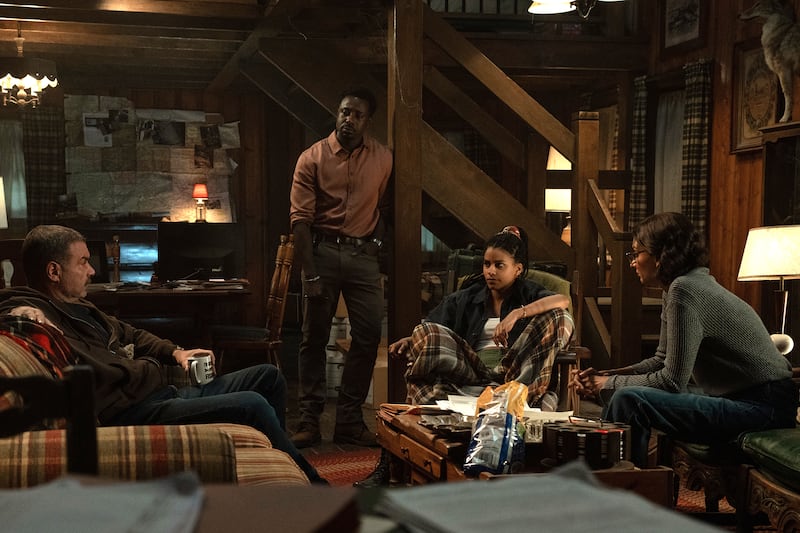Liev Schreiber, Gary Carr, Zazie Beetz and Poorna Jagannathan in Nocturne.