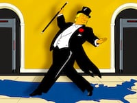 Donald Trump, ballroom illustration
illo