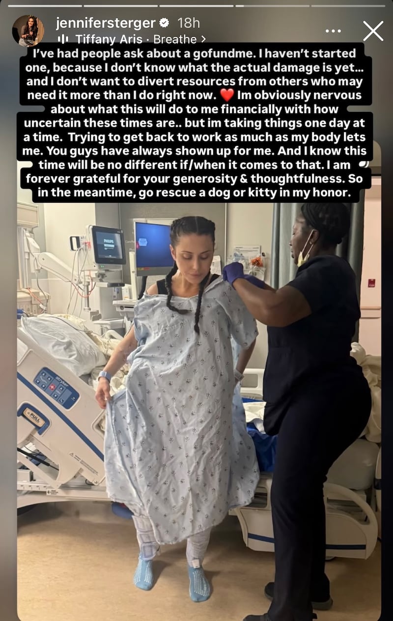 Jennifer Sterger shared details of her journey on her Instagram stories and asked her followers to rescue animals in her honor.