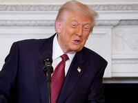 President Donald Trump speaks to Senate Republicans at a breakfast in the State Dining Room of the White House on November 5, 2025 in Washington, DC.