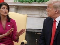 U.S. President Donald Trump and Nikki Haley.