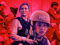 A photo illustration of Kirsten Dunst and Cailee Spaeny in A24’s Civil War.