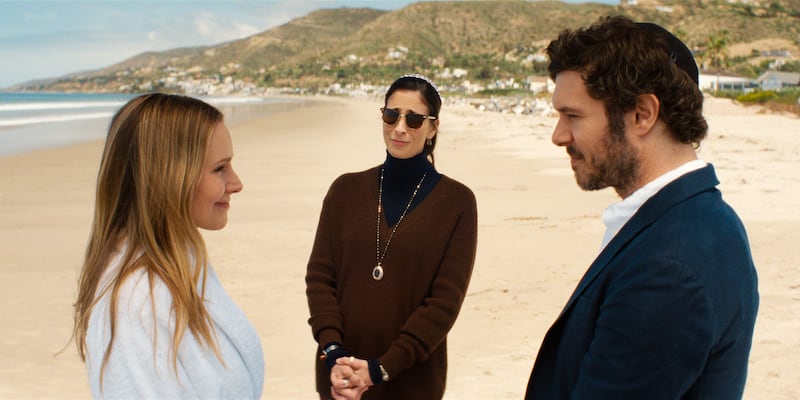 Nobody Wants This. (L to R) Kristen Bell as Joanne, Sarah Silverman as Rabbi Eden, Adam Brody as Noah in episode 310 of Nobody Wants This. Cr. Courtesy of Netflix © 2026