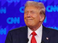 Republican candidate, former U.S. President Donald Trump, attends a presidential debate with Democrat candidate, U.S. President Joe Biden