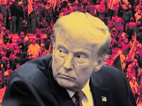 A photo illustration of Donald Trump and the Jan. 6 riot at the Capitol building.
