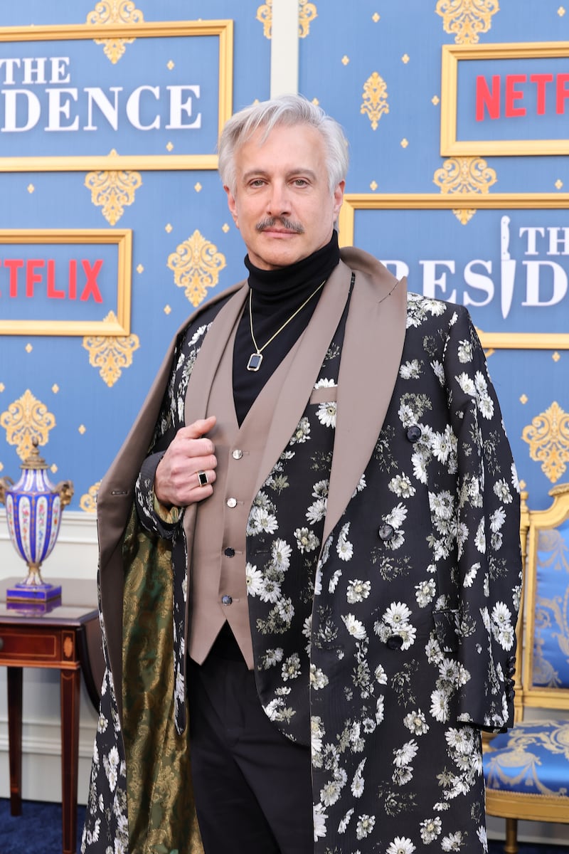 Actor Bronson Pinchot attends the World Premiere of Netflix's "The Residence," in which he stars, on March 19, 2025, in Los Angeles, California.