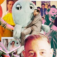 A photo illustration collage of Paul Reubens as Pee-Wee Herman throughout the years.