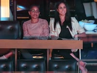 Doria Radlan and Meghan Markle are seen at the Closing Ceremony on day 8 of the Invictus Games Toronto 2017 at the Air Canada Centre
