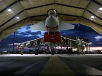 A British RAF Typhoon being prepared to strike Houthi targets in Yemen.