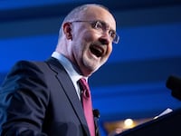 Shawn Fain, President of the United Auto Workers (UAW), speaks during the United Auto Workers union conference at the Marriott Marquis in Washington, DC, on January 24, 2024.