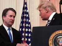 brett kavanaugh shaking hands with donald trump christine blasey ford supreme court justice judge sexual assault rape survivor #metoo metoo women female trauma ptsd psychology psychiatry farber horner