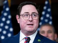 Rep. Mike Flood speaks during a news conference in the Capitol Visitor Center on Wednesday, January 11, 2023.