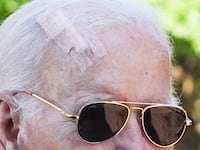 President Joe Biden arrives at the funeral for former governor and U.S. Representative Mike Castle at St. Joseph on the Brandywine Church in Greenville, August 22, 2025.