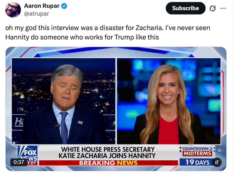 Aaron Rupar calls out Sean Hannity's Katie Zacharia interview.