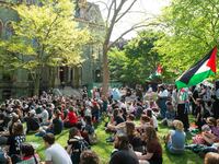 Pro-Palestinian protesters, including students and faculty of universities across Philadelphia, held Seder during the fourth day of the protest encampment at the University of Pennsylvania.