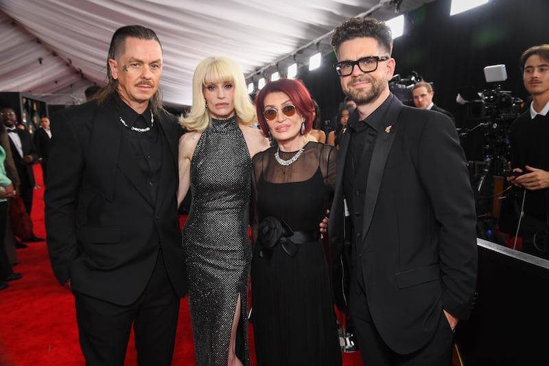 Sid Wilson, Kelly Osbourne, Sharon Osbourne, and Jack Osbourne at The 68th Annual Grammy Awards, in February 2026.