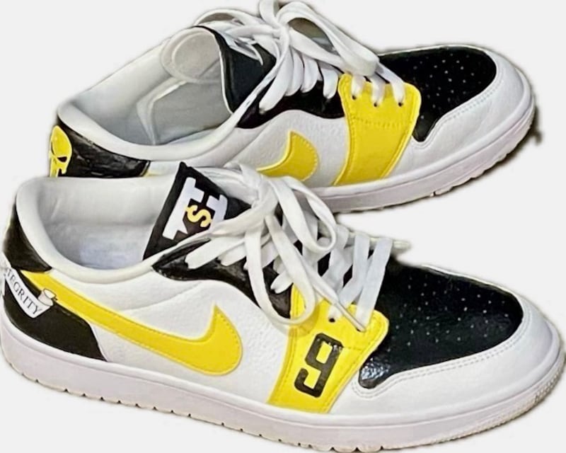 The sneakers Patel wore to visit FBI trainees, as sent to William Turton from ProPublica.