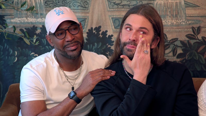 Karamo Brown said that one of his "Queer Eye" castmates said he "used to be handsome." Pictured here with Jonathan Van Ness during season nine.