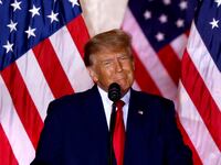 Former US President Donald Trump speaks at the Mar-a-Lago Club in Palm Beach, Florida, on November 15, 2022.