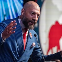 DULUTH, MN. - MAY 2026: Royce White made his case as the U.S. Senatorial nominee for the GOP at the Minnesota Republican state convention at the Duluth Entertainment Convention Center (DECC) in Duluth, Minn., on Saturday, May 29, 2026. The GOP state convention. (Photo by Richard Tsong-Taatarii/The Minnesota Star Tribune via Getty Images)
