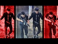 A photo illustration of the surveillance footage of the shooting at the Tel Aviv Train Station.