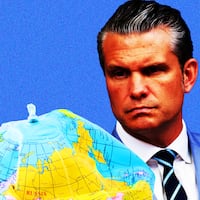 Pete Hegseth, deflated globe photo illustration