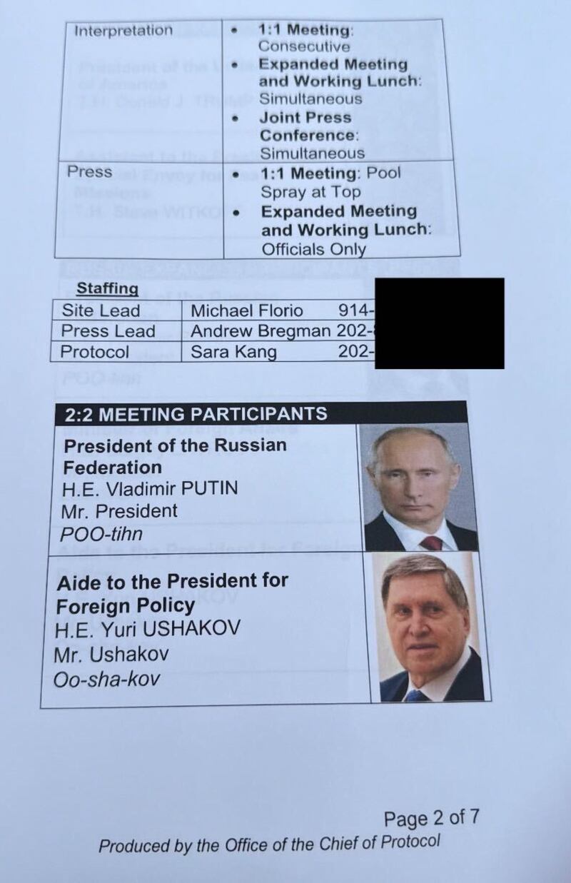 Trump-Putin Summit Document