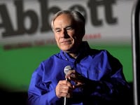 Texas Gov. Greg Abbott speaks at a rally.