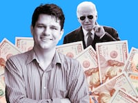 An illustration of Corbin Trent and President Joe Biden.