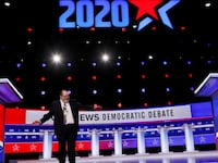 CBS News consultant David Bohrman stands on the stage for the tenth Democratic 2020 presidential debate at the Gaillard Center in Charleston, South Carolina, U.S. February 25, 2020.