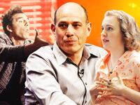 A photo illustration of Michael Richards, Bruce Eric Kaplan, and Lena Dunham.