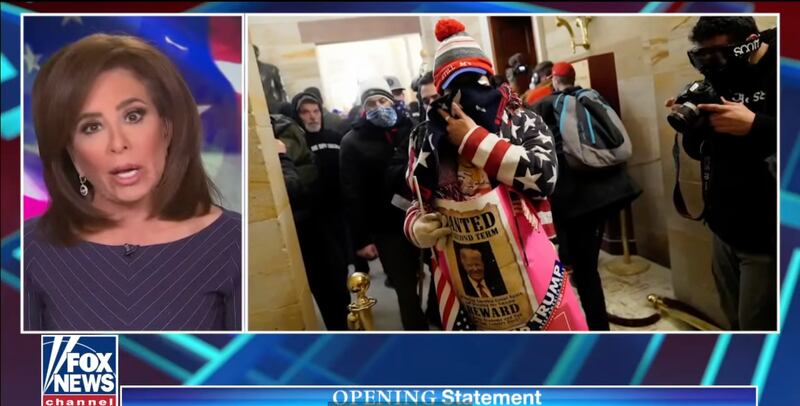 Jeanine Pirro addresses the January 6, 2021 insurrection on her show days after the bloody siege.