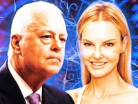 A photo illustration of Anthony Tata, nominee to be Defense undersecretary for personnel and readiness, and Amy Tripp on an astrological cracked background.