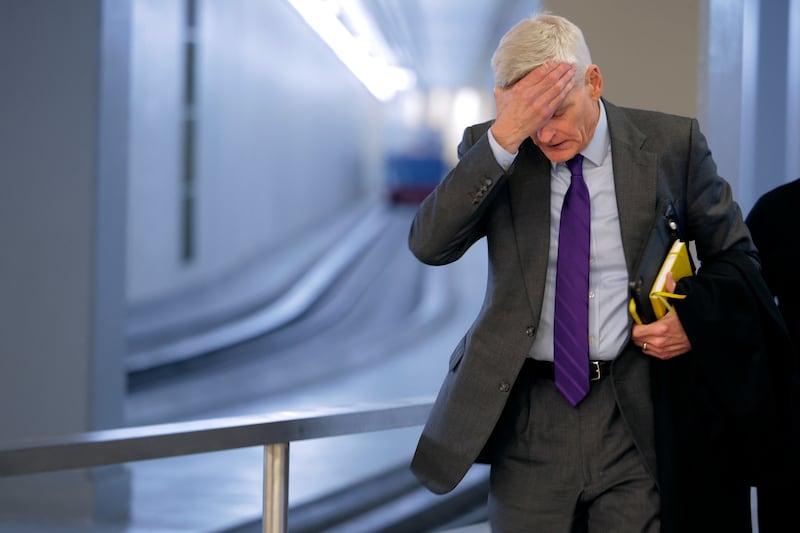 WASHINGTON, DC - FEBRUARY 18: U.S. Sen. Bill Cassidy (R-LA) heads for votes at the Capitol on February 18, 2025 in Washington, DC. President Donald Trump said Tuesday that Ukraine "should have never started it" in comments about Russia's invasion of the country in February 2022. (Photo by Chip Somodevilla/Getty Images)