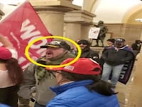 A screenshot taken from an open source video, showing Miles Adkins inside the U.S. Capitol crypt during the riot on Jan. 6, 2021.