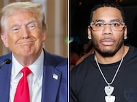 Donald Trump, Nelly split image