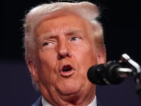Donald Trump addresses the 2025 Republican Issues Conference at the Trump National Doral Miami.