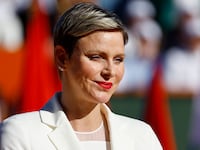 Princess Charlene of Monaco is pictured at the Monte Carlo Masters on April 16, 2023.