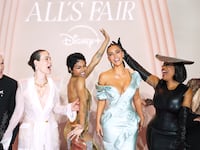 PARIS, FRANCE - OCTOBER 21: Glenn Close, Sarah Paulson, Teyana Taylor, Kim Kardashian, Niecy Nash-Betts, and Naomi Watts attend the "All's Fair" Disney+ Premiere at Maison de La Chimie on October 21, 2025 in Paris, France.