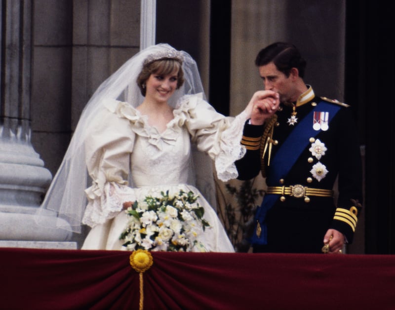 A photo of Prince Charles and Princess Diana at their wedding