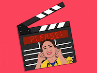 Illustrative gif of Meghan Markle on a film slate