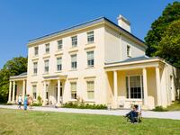 A picture of Agatha Christie’s Greenway House, where over 100 visitors are now trapped due to a fallen tree blocking a nearby road.